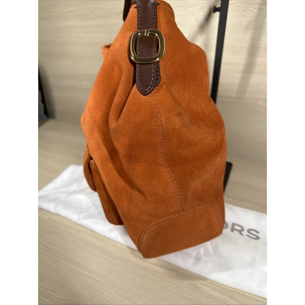 Michael Kors Brown Suede Large Suede Hobo Slouchy Bag Purse‎ Buckle Shoulder - Picture 4 of 9